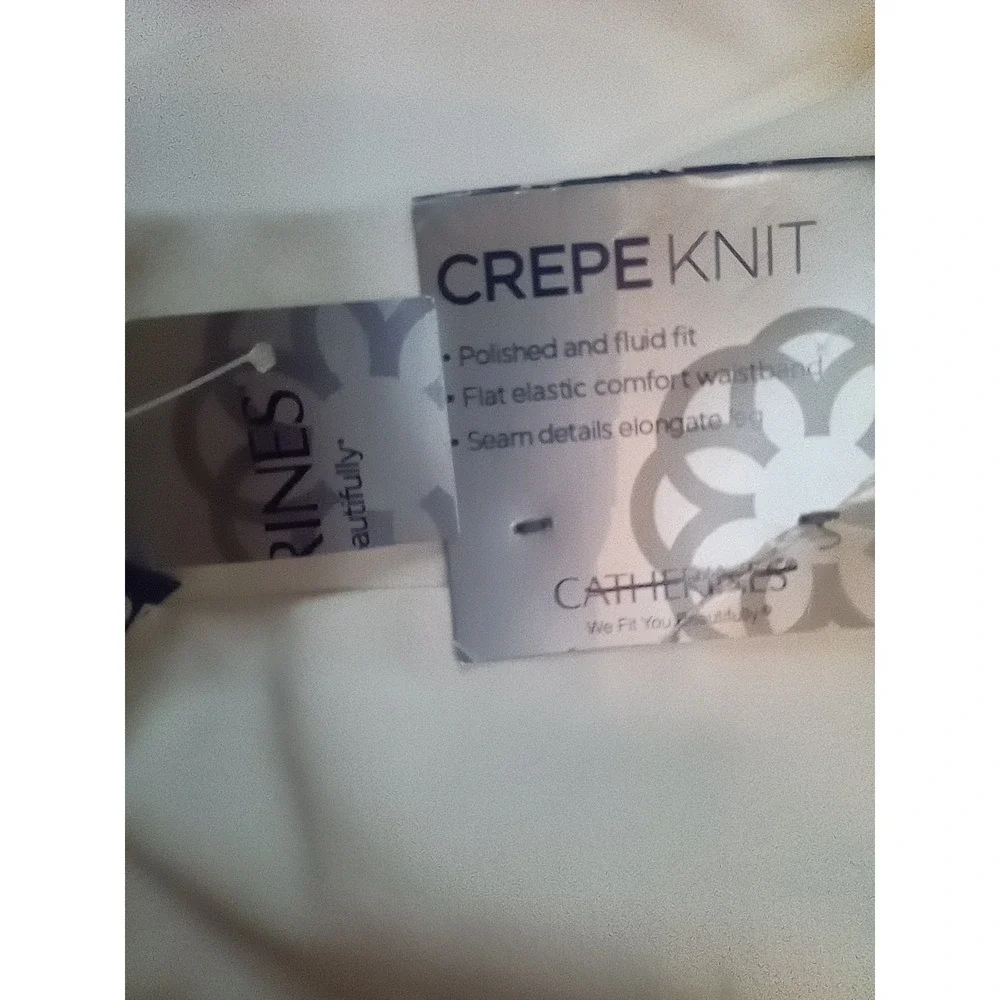 Catherines Crepe Knit Dress Pants 30/32 WP 4XWP White Pull On Ponte Stretch Crop